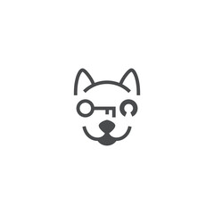 Dog face combination with key. Logo design.