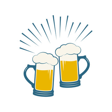recommend clip art: Beer mug icon. Toast, cheers symbol. Toasting mugs with foam. Vector illustration.