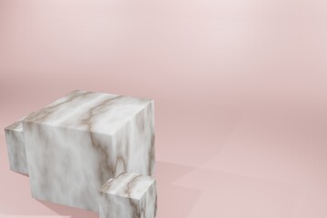 3D rendered concrete podium on pink background for product presentation. Illustrations for graphics