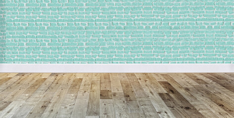 bright empty interior design, stone wall. 3D illustration