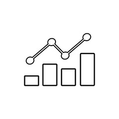 Fototapeta premium graph icon, business growth outline, bar chart flat design, process sign symbol, vector illustration