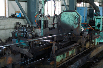 Fototapeta na wymiar Stainless steel pipes production machines