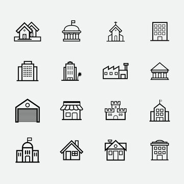 Building icons, house icons vector.