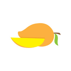 orange mango and slice vector illustration