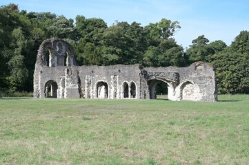 The roofless shell of a Medieval Abbey in the UK. 