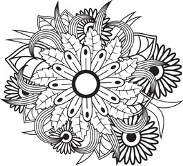 Hand drawing flower pattern coloring page,