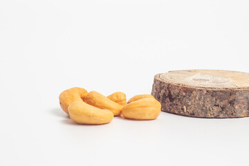cashew cookie on white isolated background