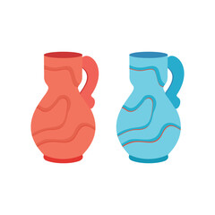 two ceramic jars, illustration with vector design on white background