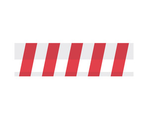 Striped red and white concrete barrier blocking the road flat vector illustration.
