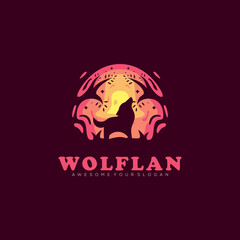 wolf landscape  logo modern color