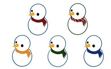雪だるま スノーマン snowman クリスマス 年賀状 寒中見舞い セット素材 セットイラスト カットイラスト カット素材