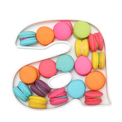 macaroons variety in alphabet plate	
