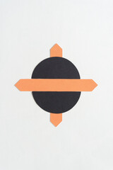 orange cross and two half circles