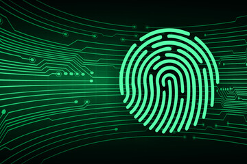 Finger print network cyber security background. hand