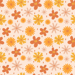 Seamless pattern of bright hippie colors from the 60's 70's 80's