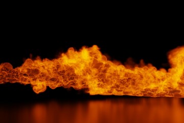 黒い背景とオレンジ色の炎の　3dレンダリング