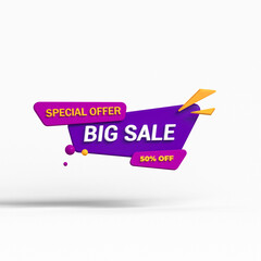 3d render sale discount banner icon isolated illustration