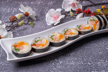 Delicious Korean food simple meal kimbap