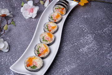 Delicious Korean food simple meal kimbap