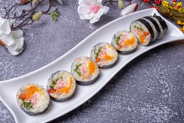 Delicious Korean food simple meal kimbap