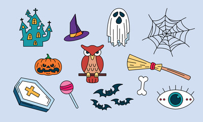 Graphic elements for halloween doodle vector. Happy Halloween card background