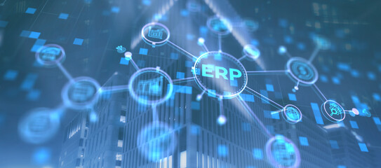 Fototapeta premium Enterprise Resource Planning ERP Management Business Technology Concept