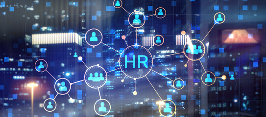 HR management. Human Resources. Recruitment business network concept. Group of teamwork