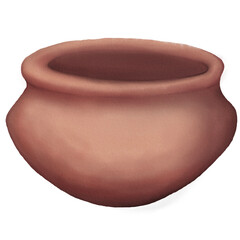 Pottery with a Broad Mouth and a Thin Bottom in Watercolor styles 