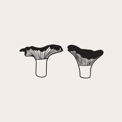 Simple magic mushrooms. Line art mushroom, vector art.