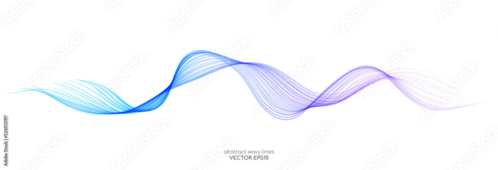 Aufkleber vector brush stroke wave lines smooth flowing dynamic colorful blue purple pink gradient isolated on