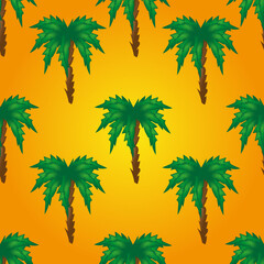 Seamless collection of palm trees on sandy background. Summer vector illustration with tropical plants. Print for textile with beautiful palm trees.