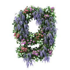 3d rendering of vertical flower garden alphabet	