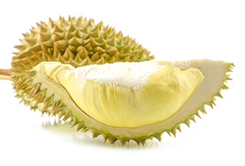 Durian isolated from white background.beautiful, and can be used in many applications.Background image blur.