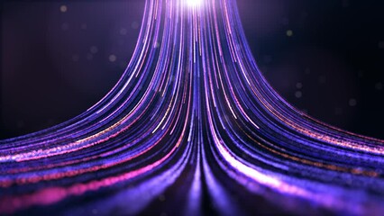 Seamless loop, Abstract pink purple motion glow light trail with particles background.