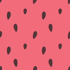 Vector seamless pattern with watermelon pulp red background and seed