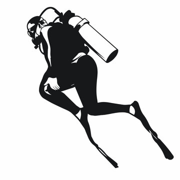 recommend clip art: silhouette of a scuba divers under water