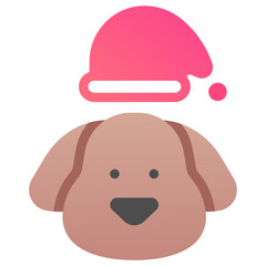 Christmas Dog and christmas hat icon