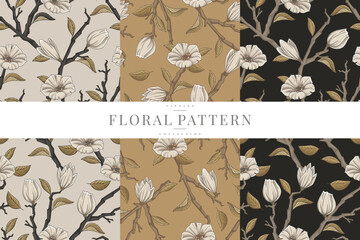 rustic floral pattern collection vector template