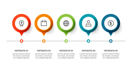 Circle concept for infographic with 5 steps, options, parts or processes. Business data visualization.