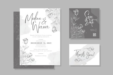Fototapeta na wymiar beautiful minimalist wedding invitation set