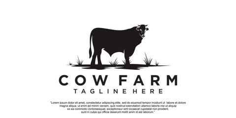 Cow farm icon logo design vector illustration Premium Vector
