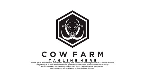 Cow farm icon logo design vector illustration Premium Vector