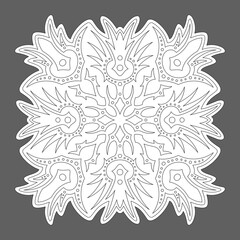 Line art for coloring book with tribal pattern