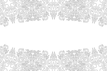 Art for coloring book with ornate vintage border