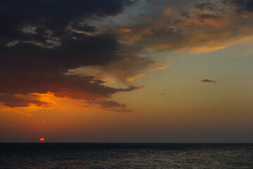 Russia. Republic of Dagestan. Early sunny morning on the deserted city embankment of Makhachkala.