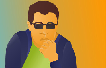 a man with sunglasses looking to
