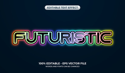 Glossy 3d futuristic text effect. Editable colorful gamer text effect with a glowing rainbow