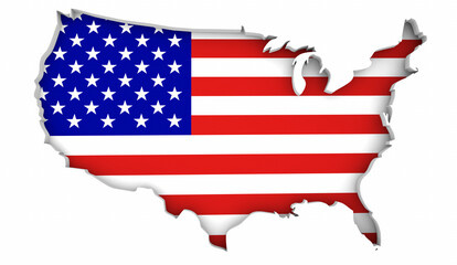 USA United States of America Country Map Flag Background 3d Illustration