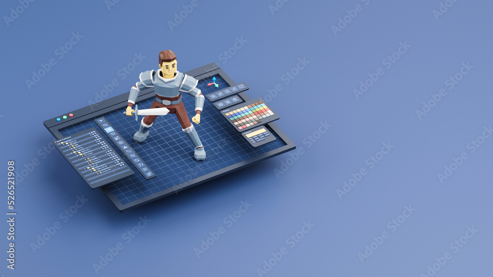 Poster game design development create characters animate pose 3d graphics artwork.video game designer devel
