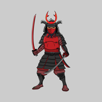 Japanese Samurai Vector Drawing